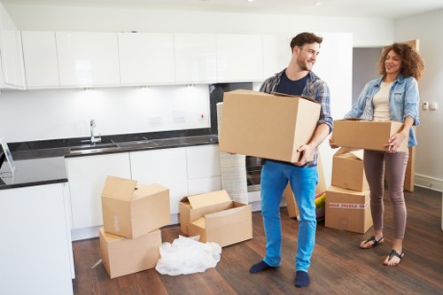 Local office moving service transporting desks and chairs during Rushgreen relocation